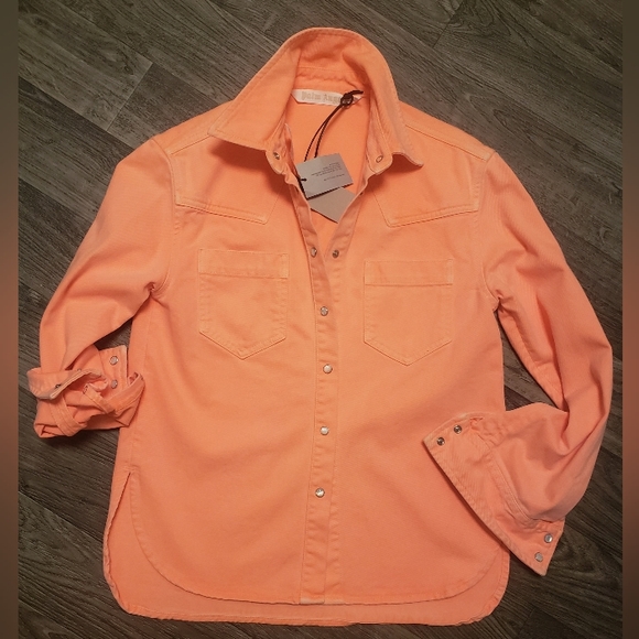NWT'S PALM ANGEL'S🌴 Sherbert Orange🍊100% Cotton Shacket | Size XSMALL - Picture 1 of 16